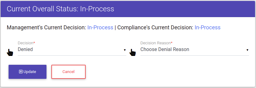 Selecting processing management link in ExactEstate