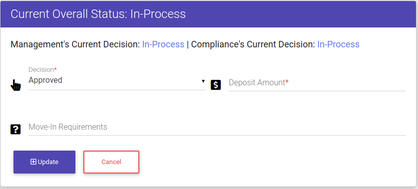 Selecting processing management link in ExactEstate