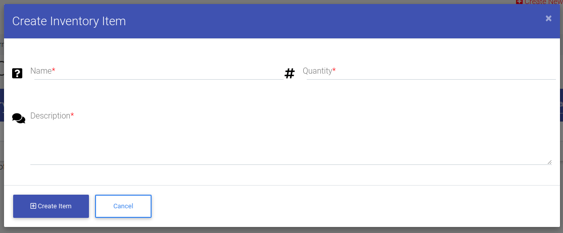 Inventory Creation Form